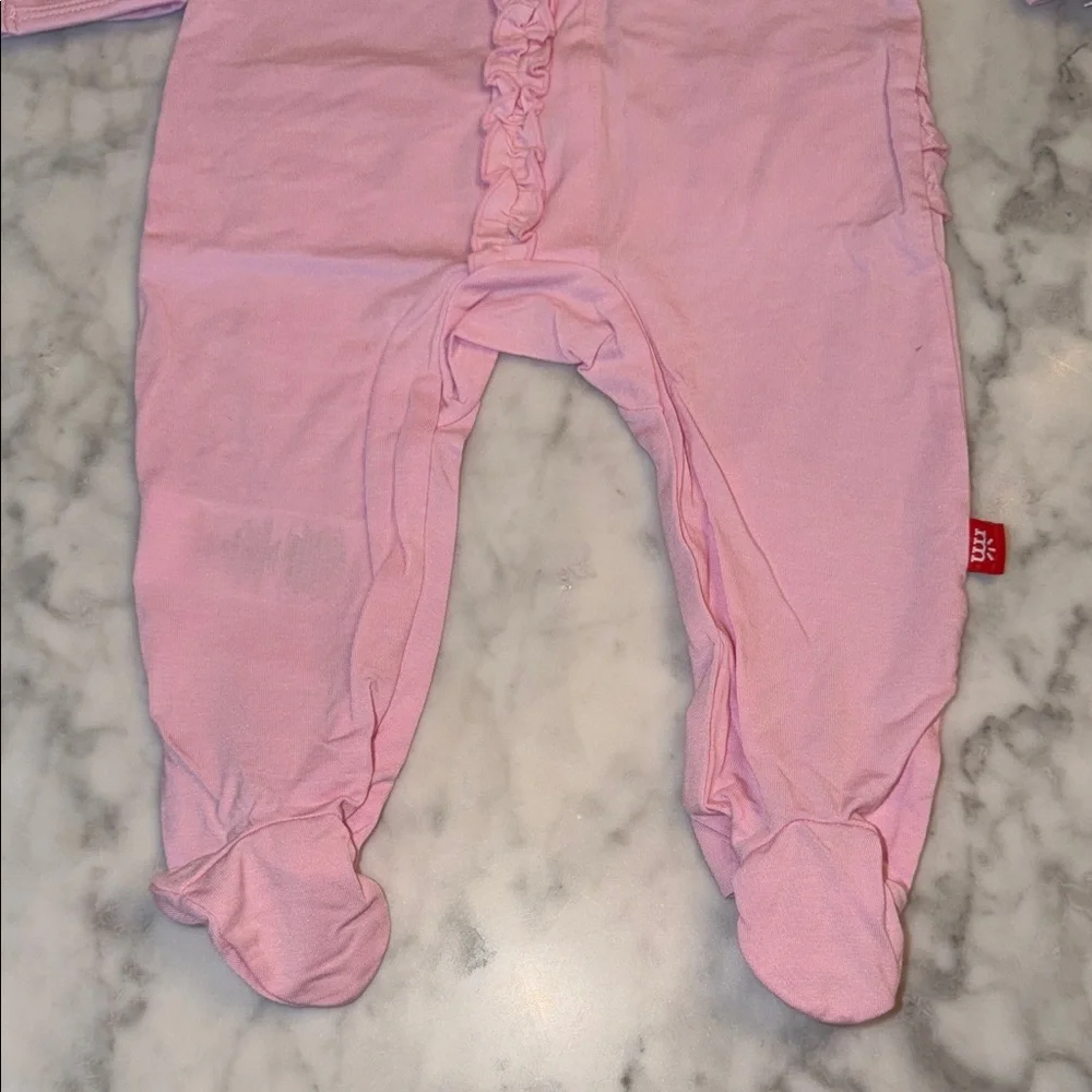 NWT Magnetic Me Modal Pink Ruffle Bermuda Breeze Footie 3/6M